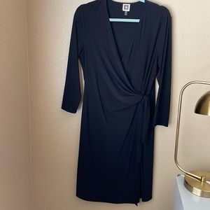 Ann Klein Black Wrap dress 3/4 sleeve